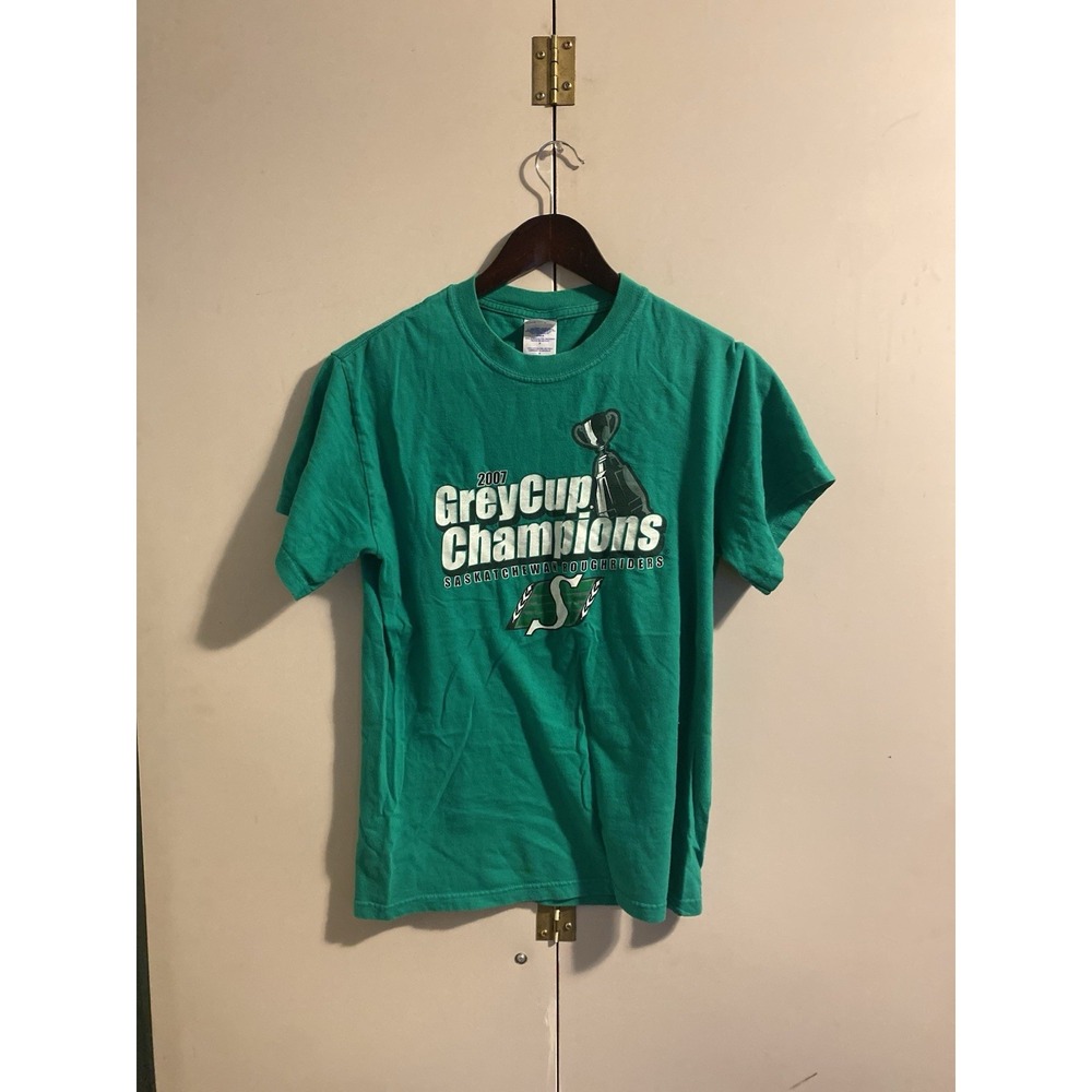 Vintage Saskatchewan Roughriders 2007 Grey Cup Champions T-Shirt Green Sz S